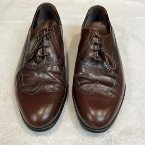 VTG Oakwood Kidskin Upper Oxford Wingtip Brown Men’s Shoes USA Made 9 Beautiful